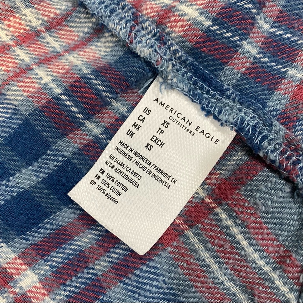 American Eagle Blue Button Down Flannel Size XS - Picture 12 of 15